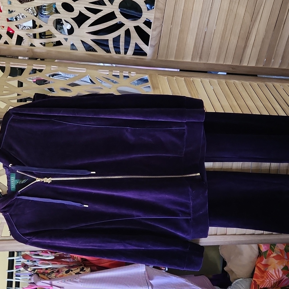 Ralph Lauren Deep Purple Velour Jacket & Pants - Picture 3 of 11